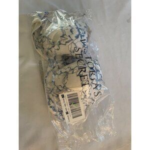 Victorias Secret White & Blue Floral Lace Push-Up Bra 34DD